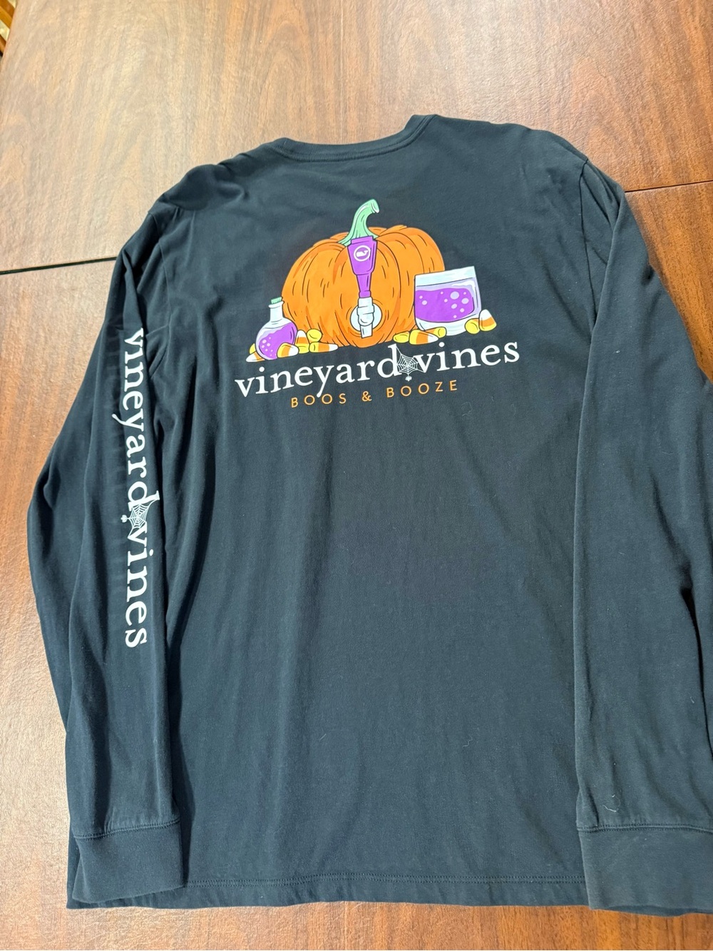 Vineyard Vines Black Long-Sleeve 'Boos & Booze' Pumpkin Graphic Tee